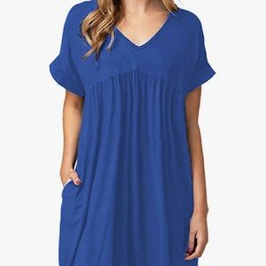 Womens T-shirt Babydoll V-Neck Dress with Pockets Size Medium M